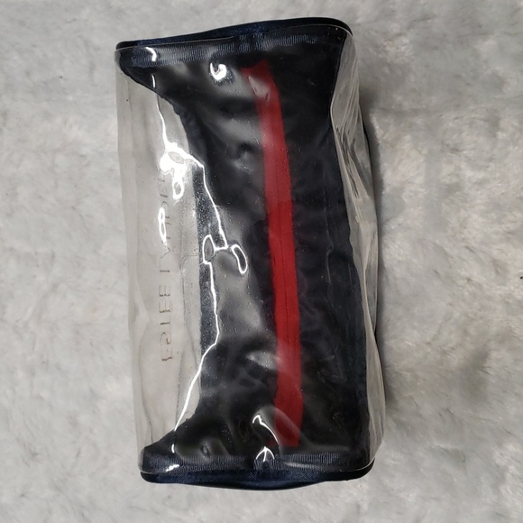 Vintage Estee Lauder Clear PVC Dark Blue & Red ♥️ Zipper Cosmetic Makeup Bag - Picture 6 of 11